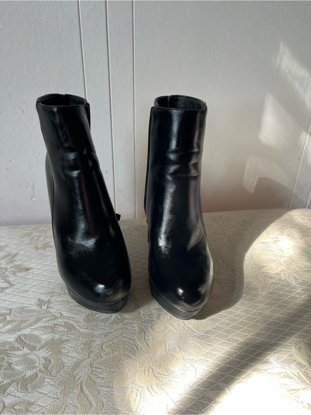 Black platform booties